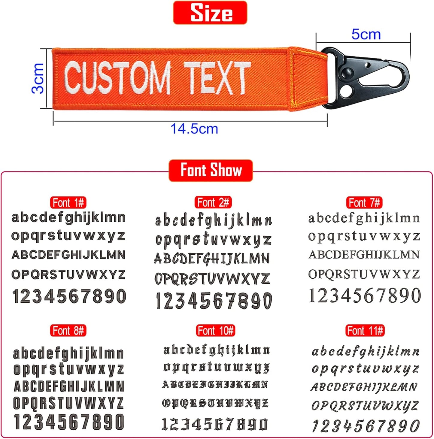 Custom Luggage Tags, Custom Personalized Luggage tag Name, Embroidery Key Ring Accessories for Car, Luggage, Crate,Gear