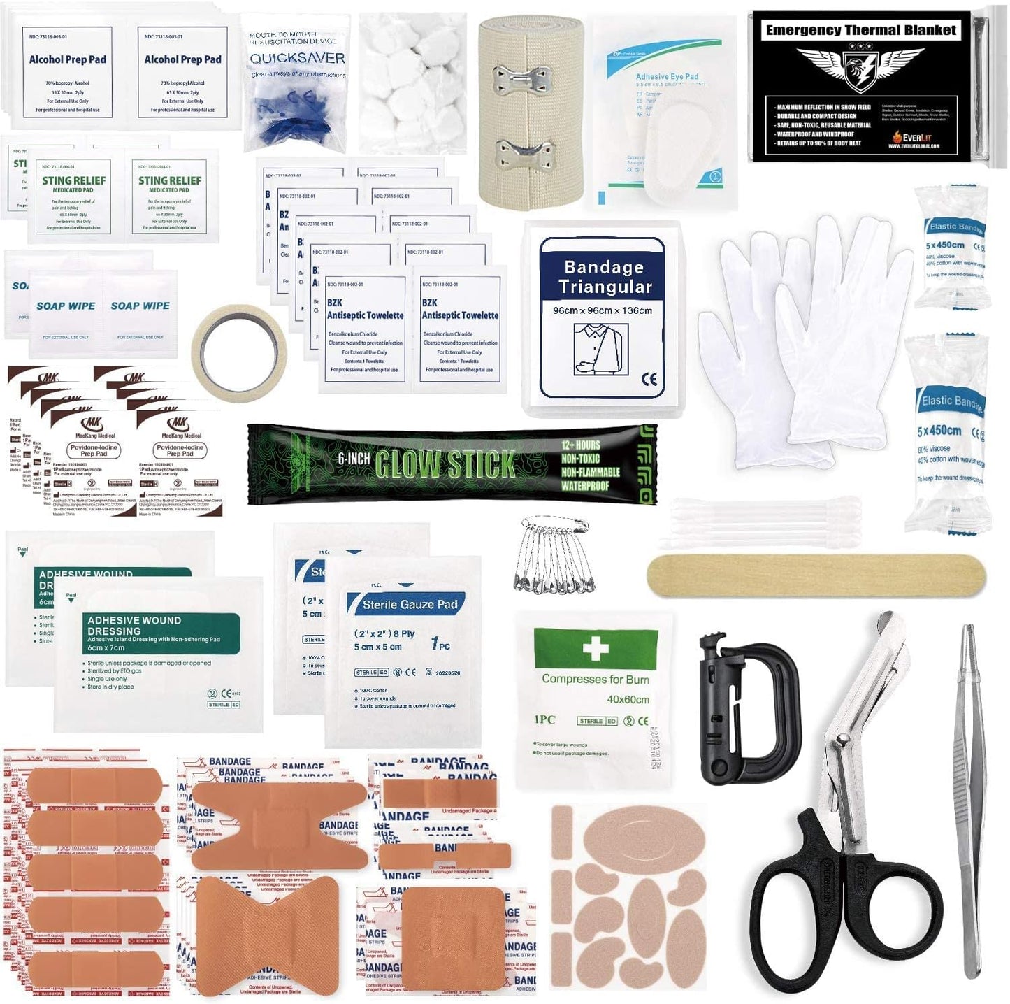 Everlit 180 Pieces Tactical First Aid Kit IFAK Molle EMT Pouch Outdoor Camping Emergency Kits for for Camping Boat Hunting Hiking Home Car Earthquake and Adventures