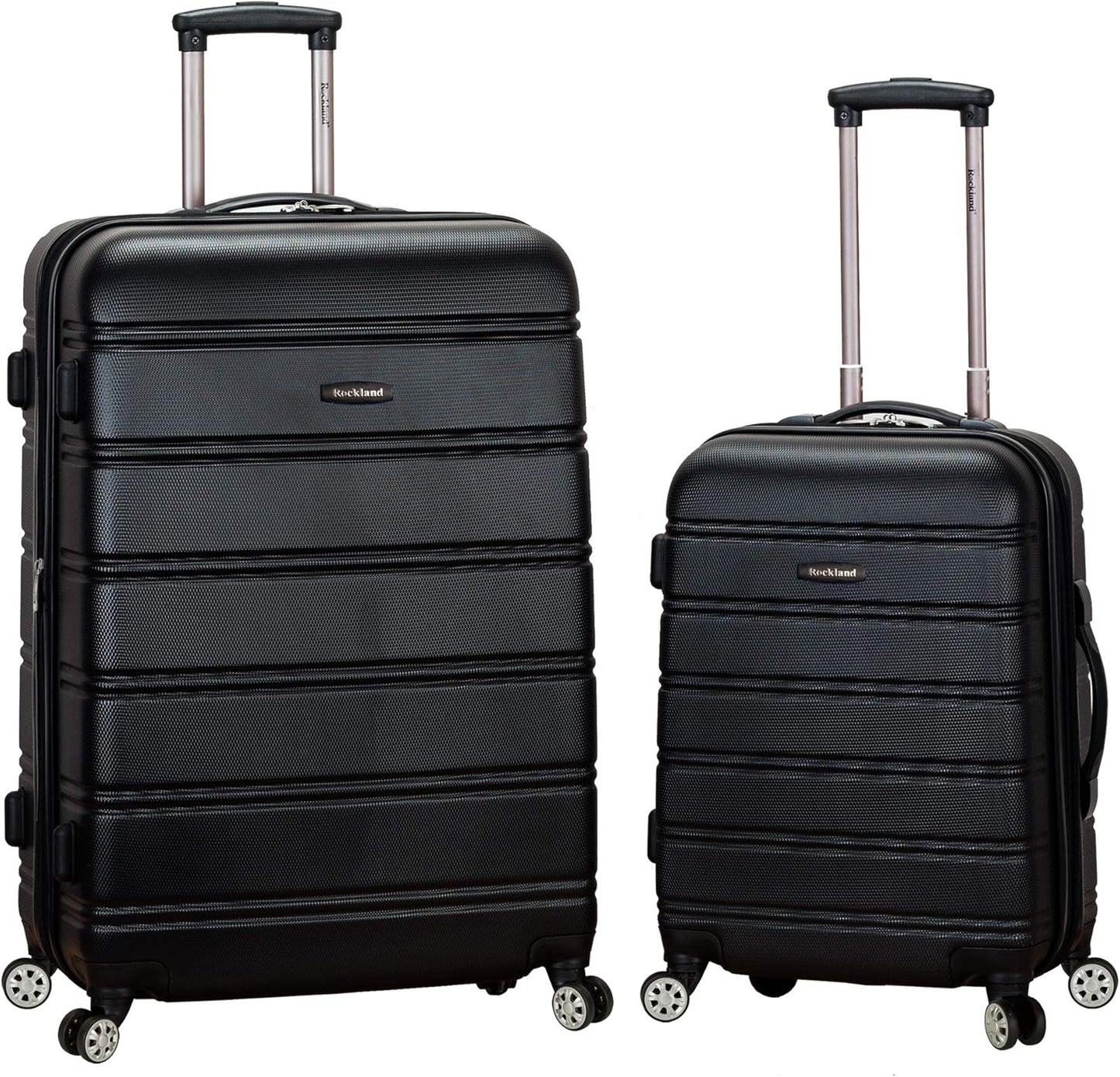 Rockland Melbourne Hardside Expandable Luggage with Spinner Wheels, Black, 2 Piece (20/28)