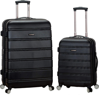 Rockland Melbourne Hardside Expandable Luggage with Spinner Wheels, Black, 2 Piece (20/28)