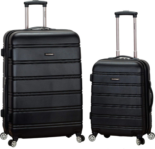 Rockland Melbourne Hardside Expandable Luggage with Spinner Wheels, Black, 2 Piece (20/28)