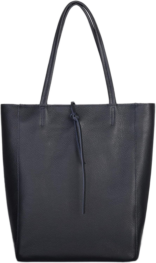 Italian Calf Leather Tote for Women with Zipper, Inner Pocket & Flat Base | Soft Unlined Shopper for Work & Travel