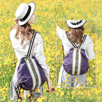 Goodhan Women Canvas Backpack Daypack Casual Shoulder Bag, Vintage Heavy-duty Anti-theft Travel Backpack