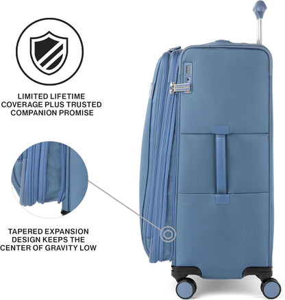 Travelpro VersaPack+ Lightweight Softside Expandable Checked Luggage, 8 Spinner Suitcase, TSA Lock, Men and Women, Checked Large 29-Inch, Elemental Blue