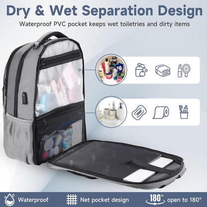 Multipocket TSA Travel Laptop Backpack for Men, Anti-Theft Business Daypacks, Airline Approved Personal Item Work Bag,Water Resistant 16 Inch Work Computer Backpack