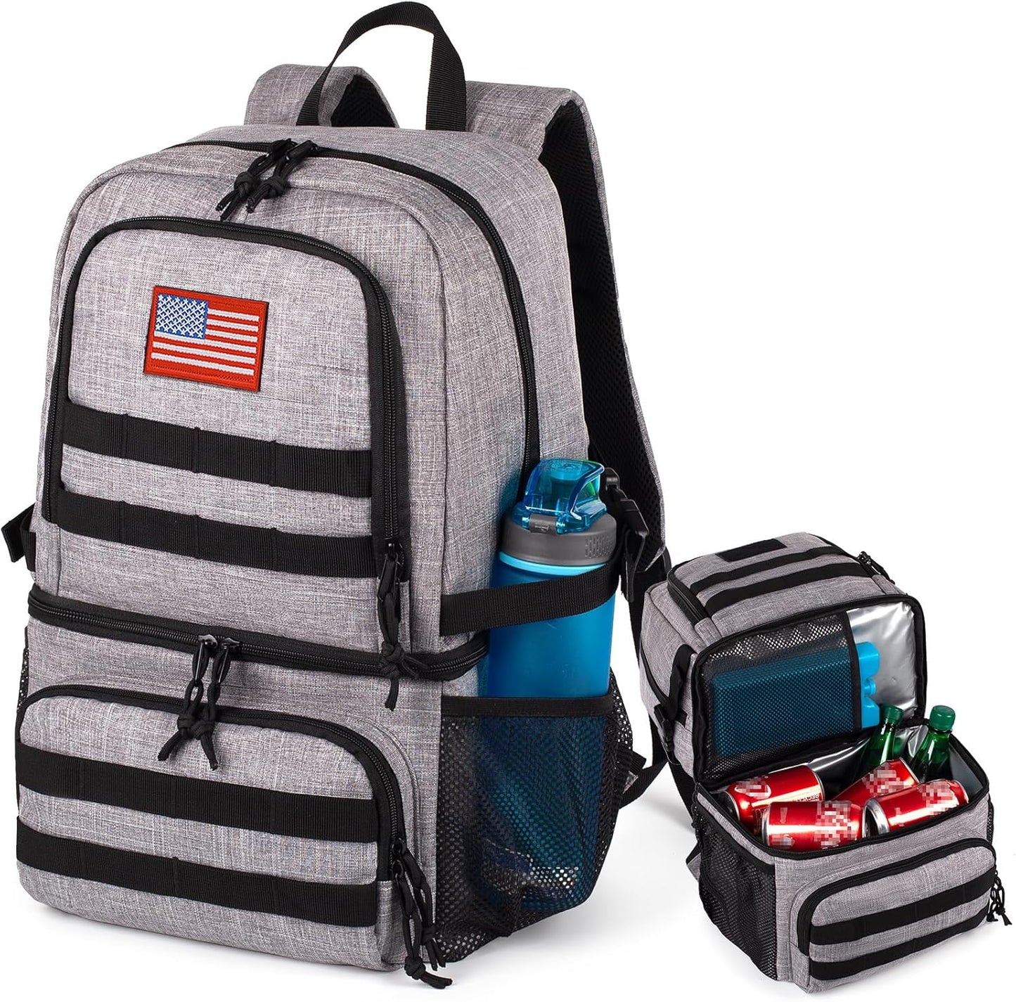 Tactical Double Deck Cooler Backpack for Men,Large Lunch Backpack with 2 Compartment,Soft Cooler Bag