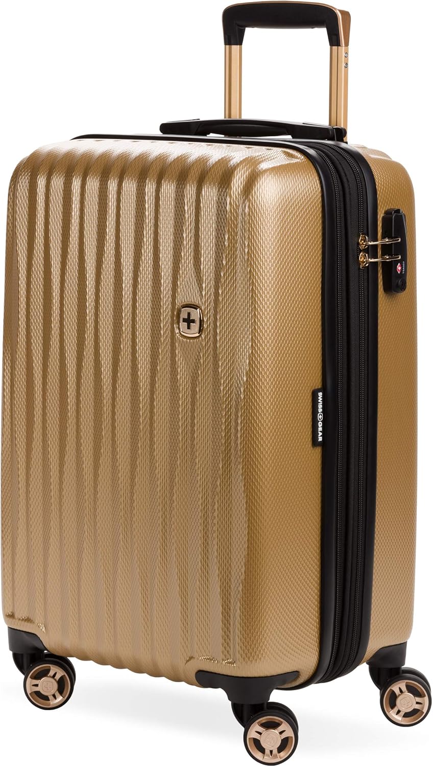 SwissGear 7272 Energie Expandable Hardside Luggage with Spinner Wheels and TSA Lock, Gold, Carry-On 19-Inch