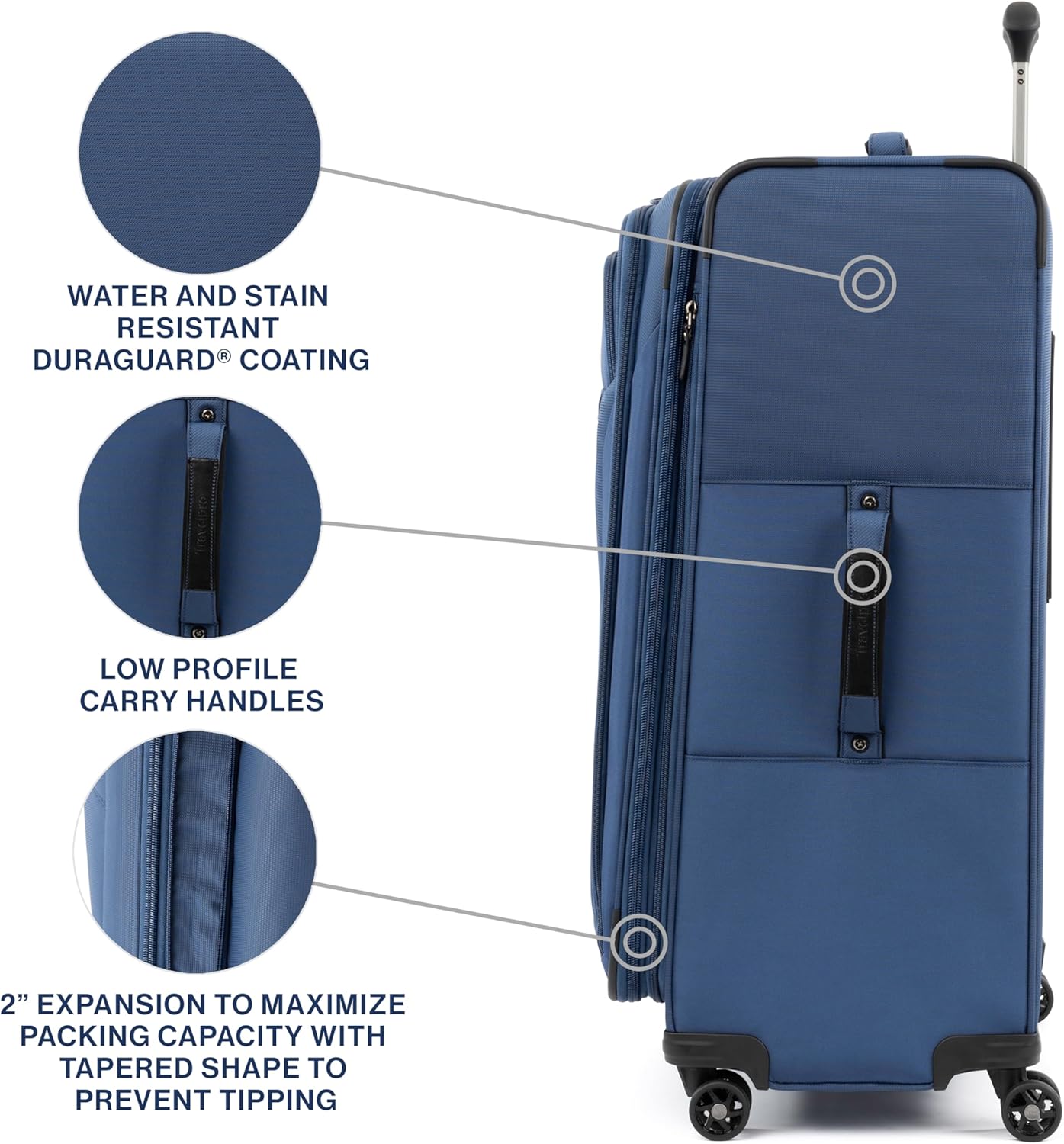 Travelpro Tourlite Softside 29" Expandable Luggage with 4 Spinner Wheels, Lightweight Suitcase, Checked Large, Blue