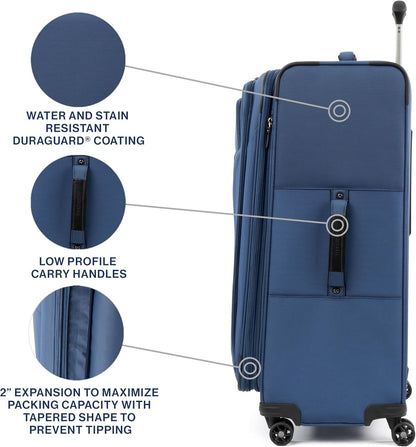 Travelpro Tourlite Softside 29" Expandable Luggage with 4 Spinner Wheels, Lightweight Suitcase, Checked Large, Blue