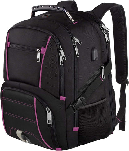 LTINVECK Extra Large Backpack,TSA Friendly Travel Laptop Computer Backpack for Men Women with USB Charging Port,RFID Water Resistant Big Business Backbag Fits 17.3 Inch Laptops,Purple