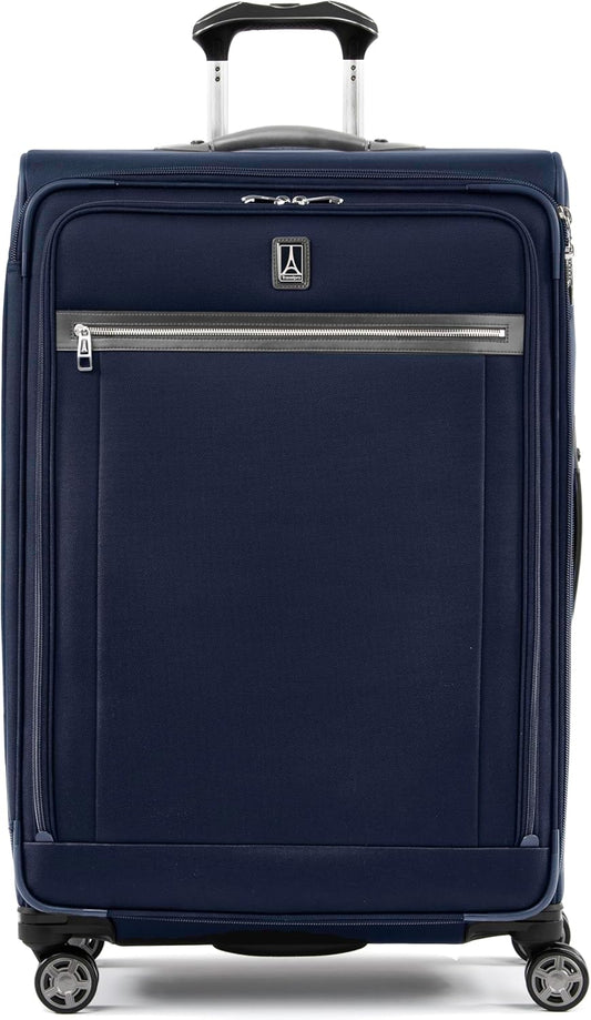 Travelpro Platinum Elite Softside Expandable Checked Luggage, 8 Wheel Spinner Large Suitcase, TSA Lock, Men and Women, Dark Blue, Checked Large 29-Inch