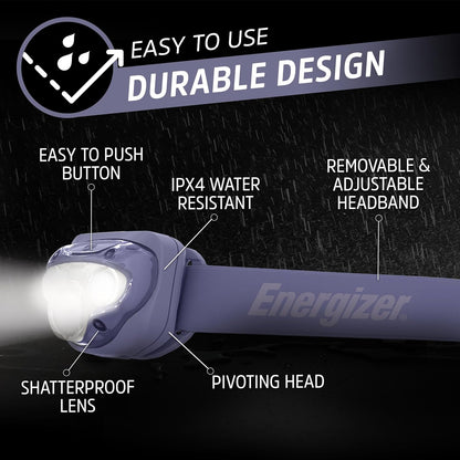 Energizer LED Headlamp PRO (2-Pack), IPX4 Water Resistant Headlamps, High-Performance Head Light for Outdoors, Camping, Running, Storm, Survival LED Light for Emergencies (Batteries Included)