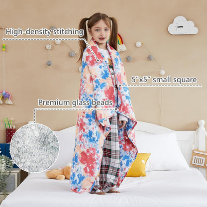 L'AGRATY Weighted Blanket - 40"x60" 7lbs Cooling Breathable Weighted Blanket Microfiber Material with Glass Beads