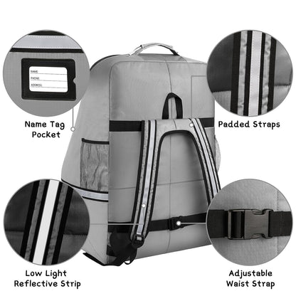 Car Seat Travel Bag,Padded Car Seats Backpack with Steel Cable Handle and Reflective Stripes, Large Durable Carseat Carrier Bag,Airport Gate Check Bag,Infant Seat Travel Bag with Shoulder Strap,Grey
