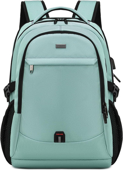 DUSLANG 17 Inch Laptop Backpack for Travel Water Resistant College Backpack for Men/Women Laptop Bag with USB Charging Port, Green A
