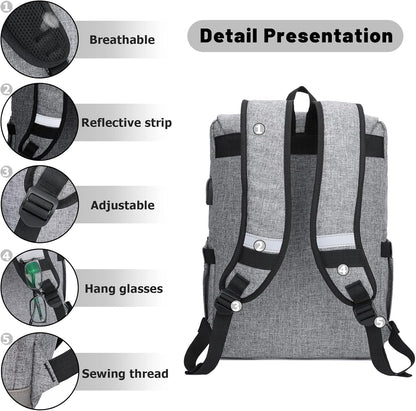 HFSX Vintage Backpack Anti Theft Laptop Backpack Men Women Business Travel Computer Backpack College Bookbag Stylish Water Resistant Vintage Backpack with USB Port Fits 15.6 Inch Laptop Grey