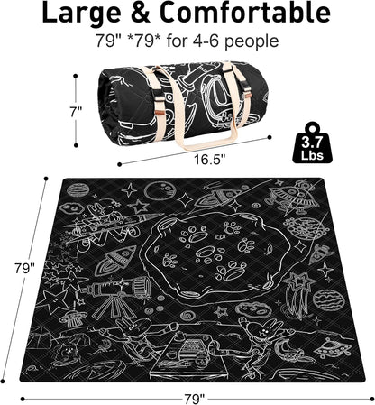 Graffiti Picnic Blanket, 79" x 79" Extra Large Outdoor Picnic Mat, Outdoor Blanket, Beach Blanket, Washable Foldable Portable Blanket for Park Grass/Beach/Camping/Concerts