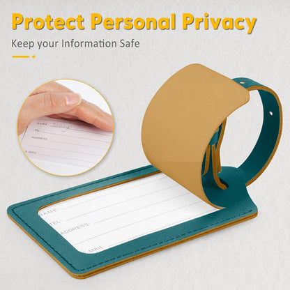 8 Pack Leather Luggage Travel Bag Tags by Travelambo