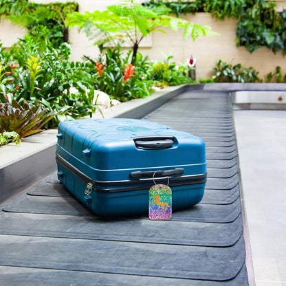 2 Pack Luggage Tag for Suitcase Sparkles Unicorn Leather Suitcase Tags with Privacy Name ID Label and Stainless Steel Loop for Travel Bag