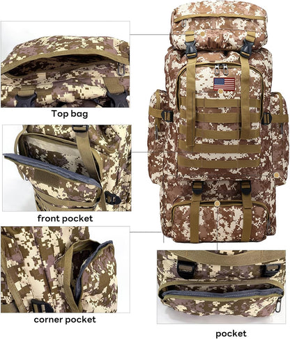 80L 2Pcs Hiking Backpack for Men with Sling Tactical Backpack - Rucksack Molle Military Tactical Waterproof Lightweight Camping Backpack 3 Day Assault Pack for Travel, Climbing, Backpacking