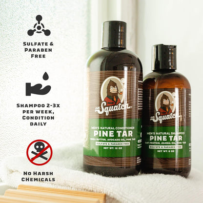Dr. Squatch Natural Hair Bundle for Men - Healthy, Full Looking Hair - Fresh Falls Shampoo (8 fl oz), Fresh Falls Conditioner (11.5 fl oz)