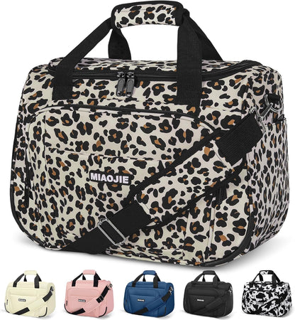 Underseat Carry On Luggage Lightweight Travel Tote Weekender Bag Overnight Duffle Bag for Travel, Travel Essentials Personal Item Travel Bag for Women and Men,Leopard-16Inch