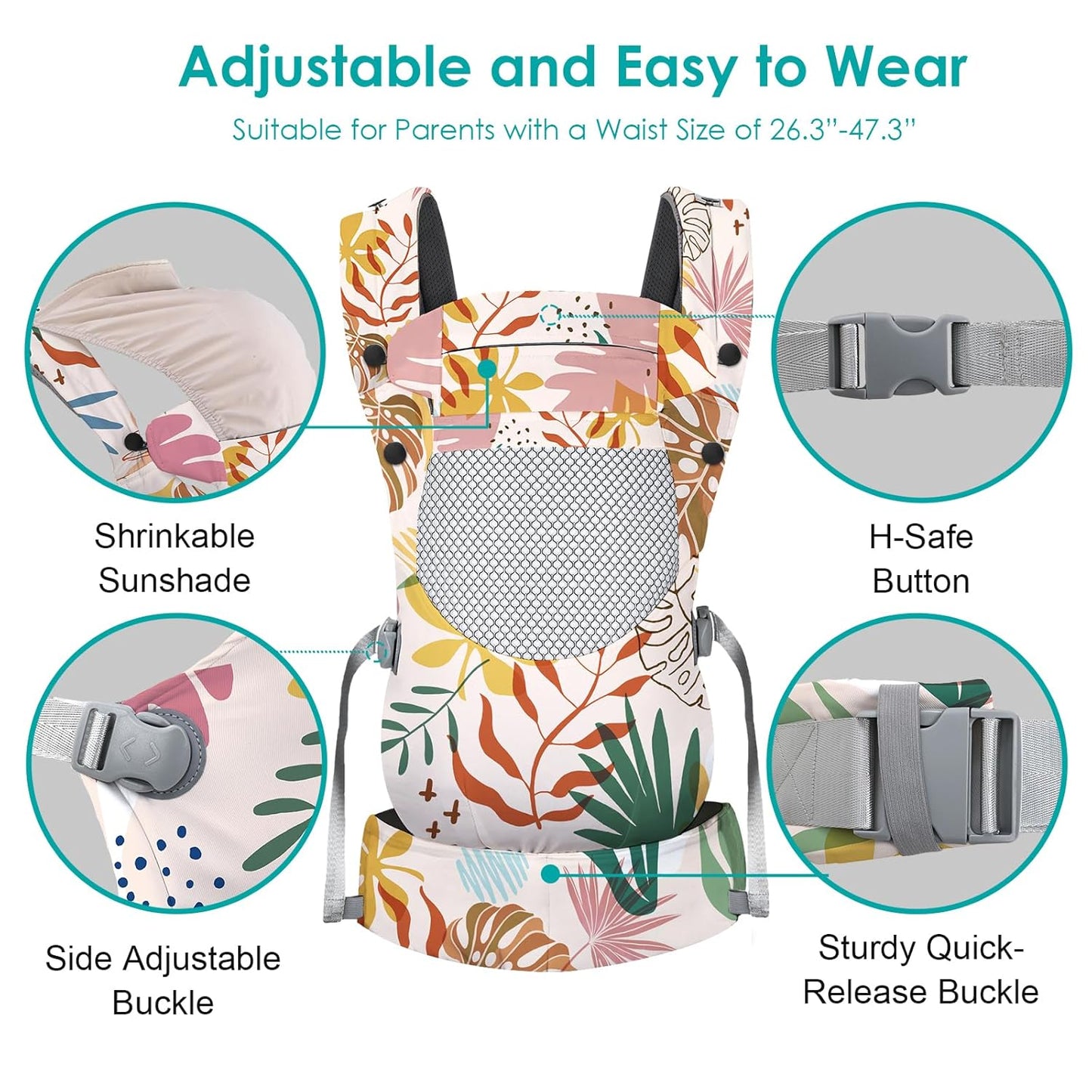 Newborn Baby Front Carrier Backpack, Toddler Baby Body Carrier, 7-66 Lbs Ergonomic Design, Lumbar Support, Lightweight