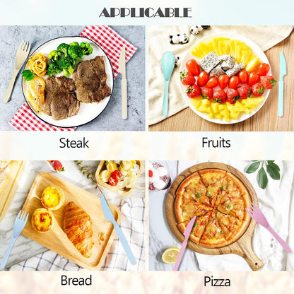 Reusable Travel Utensils Set with Case, 4 Sets Wheat Straw Portable Knife Fork Spoons Tableware, Eco-Friendly BPA Free Cutlery for Kids Adults Picnic Camping Utensils(Green, Beige, Pink, Blue)