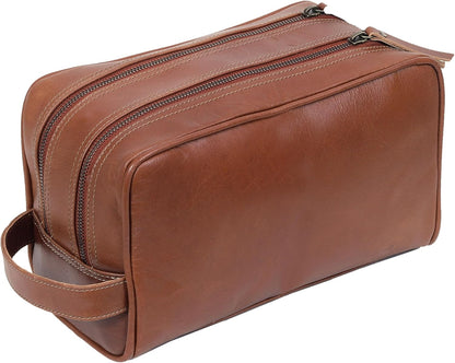 VC VINTAGE COUTURE Leather Toiletry Bag for Men Extra Large Leather Men's Toiletry Bag for Traveling Real Leather Dopp Kit for Men Leather Shaving Bag for Travel