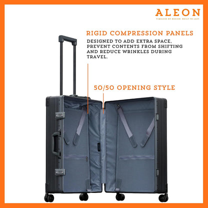Aleon All Aluminum Lightweight 26" Carry-On Luggage - Hardside Carry-On Suitcase, TSA Approved, Hard Shell Suitcase for Travel, Airline Approved Hard Spinner Wheels Luggage (Onyx)