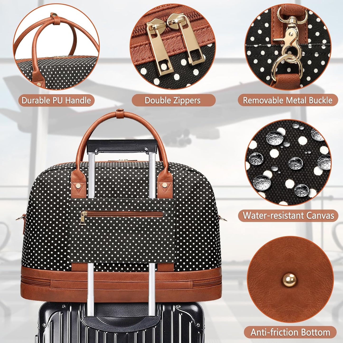 Weekender Bag for Women Canvas Overnight Bag Large Travel Tote Bag Carry on Shoulder Duffle Bag With Shoe Compartment,Perfect for Travel/Daily Use/Birthday Gift …