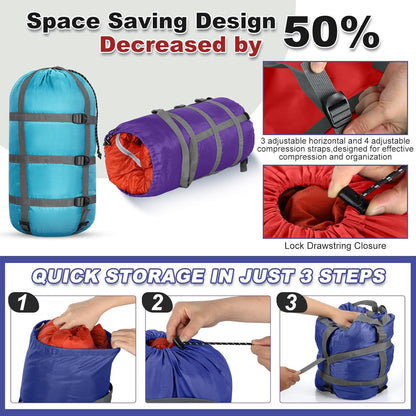 5 Pack Compression Stuff Sack 5 Assorted Size Sleeping Bag Stuff Sack Ultralight Sleeping Bag Cover Space Saving Gear for Travel Outdoor Camping Hiking Backpacking