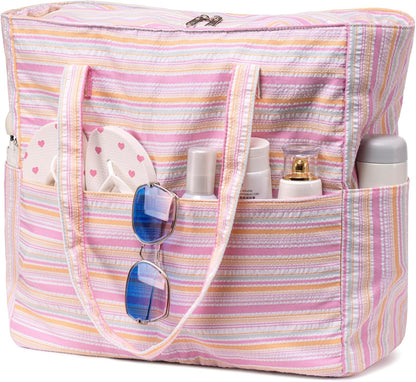 Waterproof Beach Tote Pool Bags for Women Ladies Extra Large Gym Tote Carry On Bag With Wet Compartment for Weekender Travel