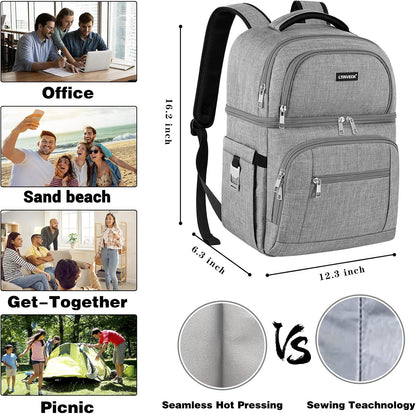 Cooler Backpack,Insulated Backpack Cooler Leakproof Double Deck Cooler Bag for Men Women RFID Lunch Backpack