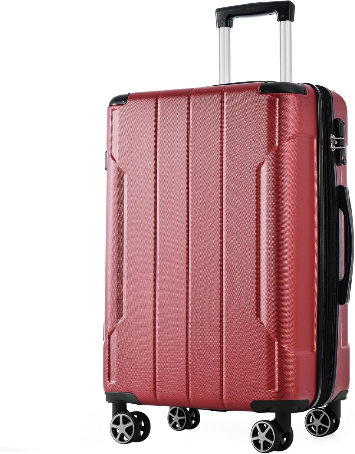 Merax 24 Inch Expandable Checked Luggage, Hardshell ABS Medium Suitcase with Spinner Wheels, TSA Lock, Lightweight Durable Travel Suitcase for Men Women(Red)