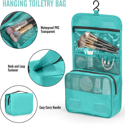 Veken 8 Set Packing Cubes for Kids & Toddler, Airplane Travel Essentials, Beach Vacation & Road Trip Suitcase Organizer Bags Set for Luggage, with Hanging Toiletry & Shoe Bag