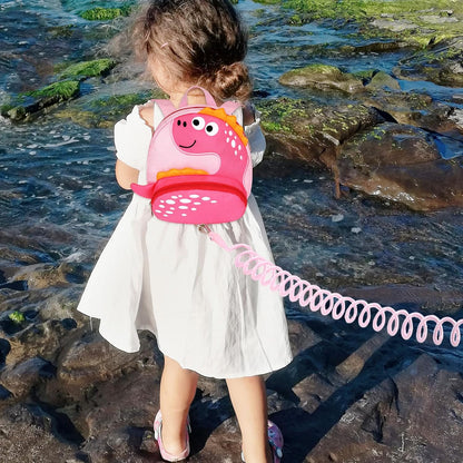 Accmor Toddler Harness Backpack with Leash, Cute Dinosaur Kid Backpacks with Anti Lost Wrist Link, Mini Child Harness Leash Walking Wristband Baby Protection Belt for Girls Aged 1-3 Years