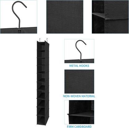 MAX Houser 10-Shelf Hanging Shoe Shelf Organizer, Hanging Shoe Storage for Closet,Pack of 2 (Black)