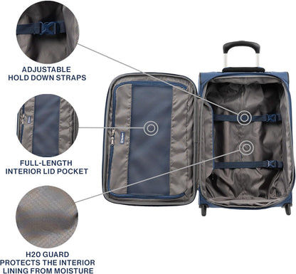 Travelpro Tourlite Softside Expandable Upright 2 Wheel Luggage, Lightweight Suitcase, Men and Women, Blue, Carry-On 22-Inch