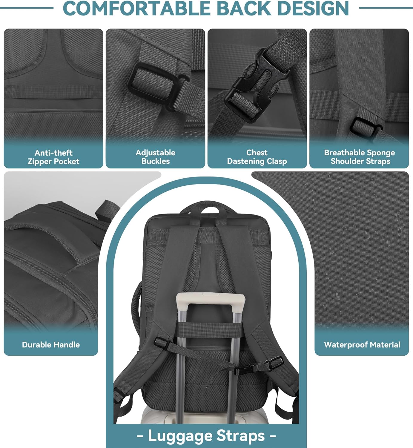 60L Extra Large Travel Laptop Backpack,3XL Expandable Carry On Backpack for Men, Big Capacity Heavy Duty Business Suitcase Daypack Bag Fits 18.4-19 Inch Laptops, Travel Gifts for Men Women, Black