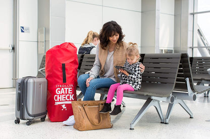 J.L. Childress Gate Check Bag for Umbrella Strollers - Travel Bag for Airplane, Fits Most Single Umbrella Baby Strollers, Airport Accessories for Gate Check, Flying Essentials - Red