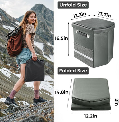 2025 Upgraded 16.5'' XL Portable Toilet for Adults,Tall Camping Toilet with Lid and Convenient Carry Bag, Portable Potty for Camping, Hiking, Car Travel,Truck, RV, Boating, Road Trips, Beach (Gray)