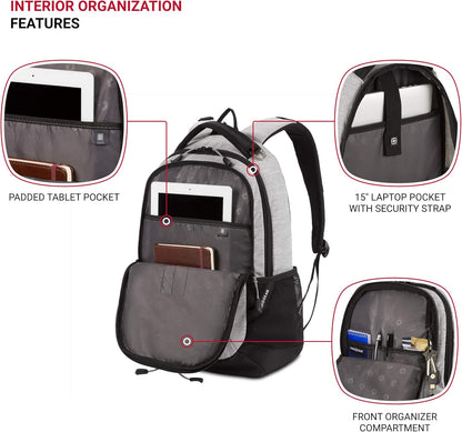 SwissGear Cecil 5505 Laptop Backpack, Heather Grey, 18-Inch