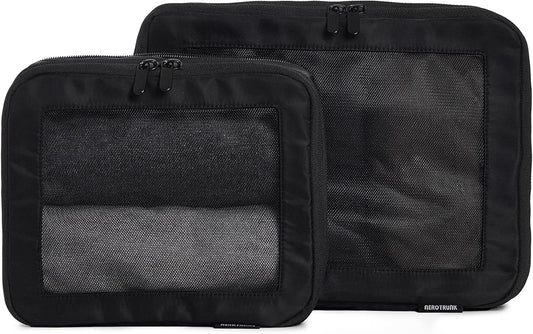 Compression Packing Cubes for Travel - Luggage Organizer Bags - Double Zipper Packing Cubes for Suitcases (2-Pack, Black)
