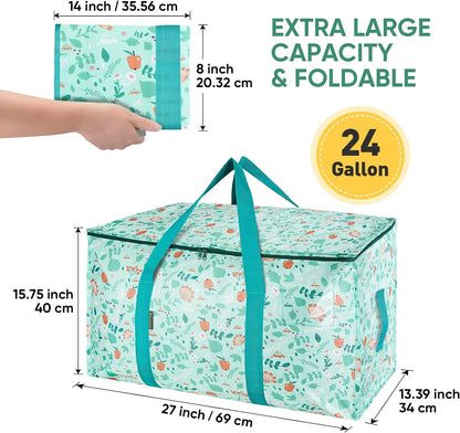 BALEINE 4-Pack Oversized Moving Bags with Reinforced Handles, Heavy-Duty Storage Tote for Clothes, Moving Supplies (Spring Stroll, 4-Pack)