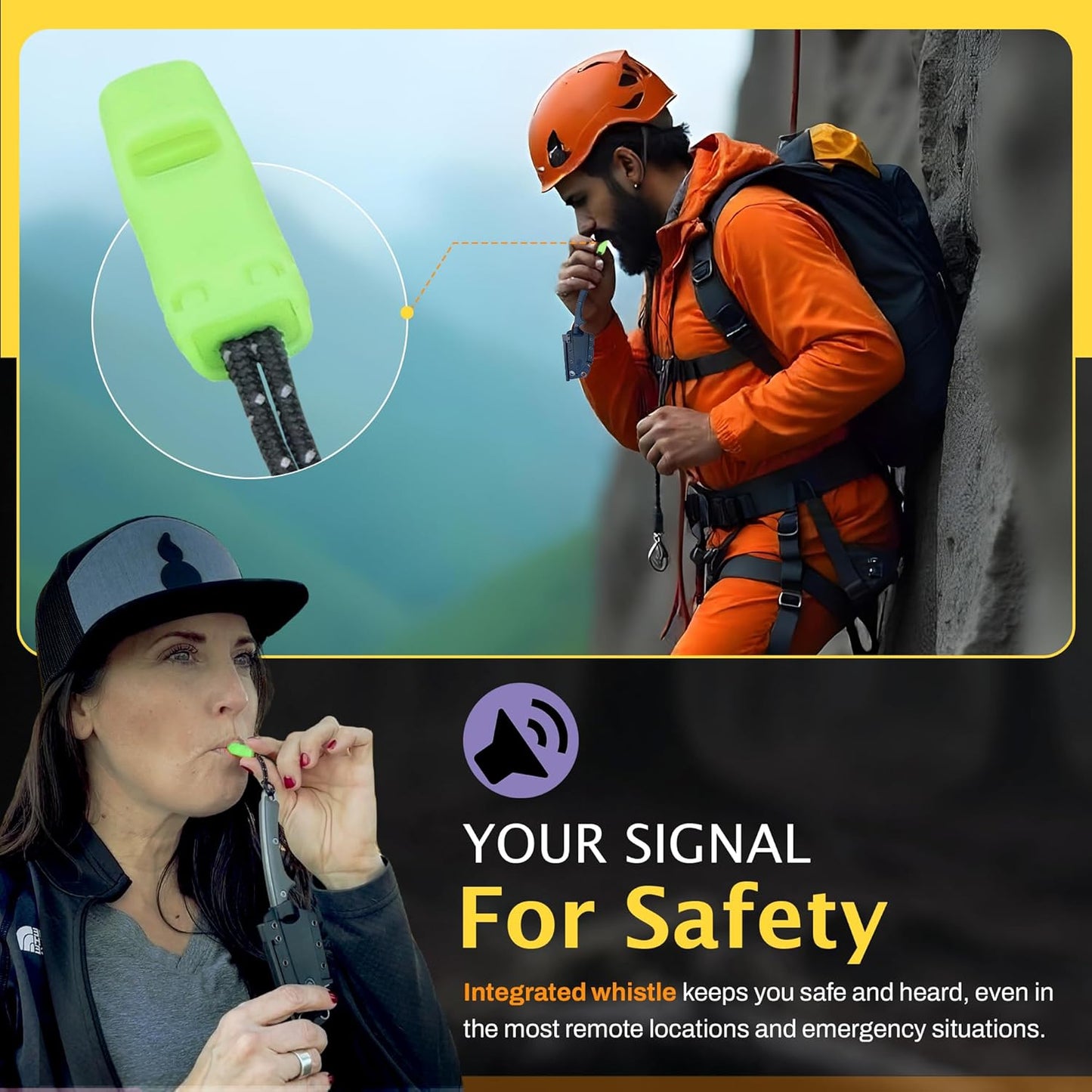 Scout Feather Glow - Fixed Blade Survival Knife with built-in Firestarter for Camping, Hunting, Outdoor Adventure and Culinary Need - VG10 Blade, Whistle, Knife Sharpener, Compact Sheath & G10 Handle