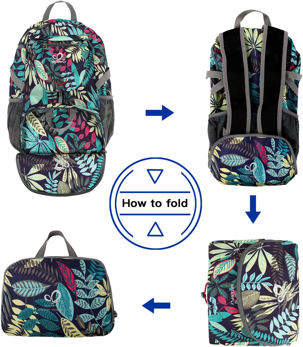 WATERFLY Small Lightweight Packable Backpack: 20l Ultra Light Foldable Travel Hiking Camping Daypack Day Pack for Man Woman