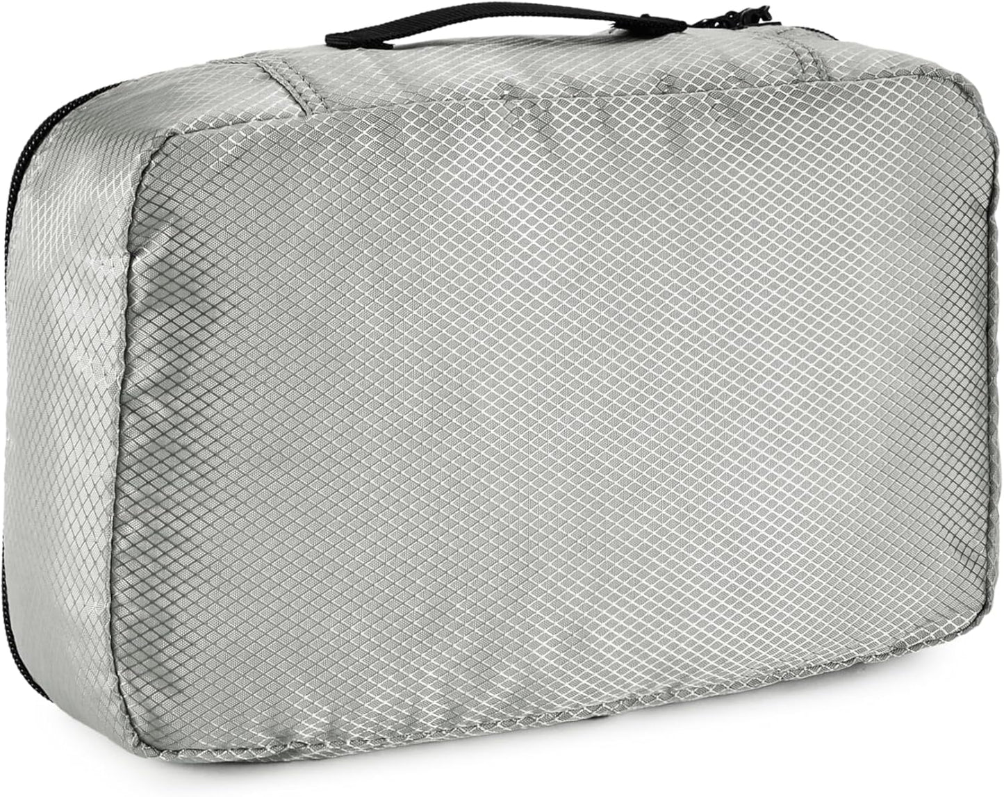 Amazon Basics Small Packing Cubes for Travel, Packing Organizers, 4-Piece-Set With Double Zipper Pulls and Mesh Top Panel, 100% Durable Polyester, Gray, 11"L x 6.8"W x 3"H