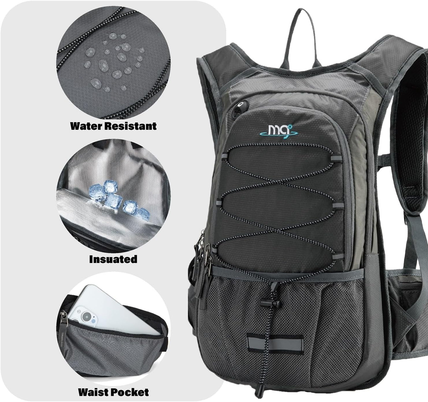 15L Insulated Hydration Backpack Pack with 2L Water Bladder Lightweight Hiking Backpack Bag for Women Men Daypack for Hiking Running Festival Camping Biking