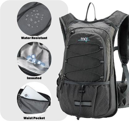 15L Insulated Hydration Backpack Pack with 2L Water Bladder Lightweight Hiking Backpack Bag for Women Men Daypack for Hiking Running Festival Camping Biking